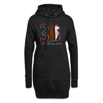 Hedgehog joue de la flûte - Hérisson 3ème anniversaire - Sweat-shirt à capuche long Femme - noir - Devant