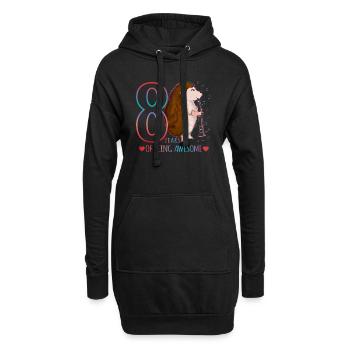 Hérisson joue de la flûte - Hérisson 8e anniversaire - Sweat-shirt à capuche long Femme - noir - Devant