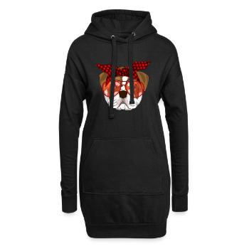 Bandana à carreaux rouges Bulldogs anglais Noël - Sweat-shirt à capuche long Femme - noir - Devant