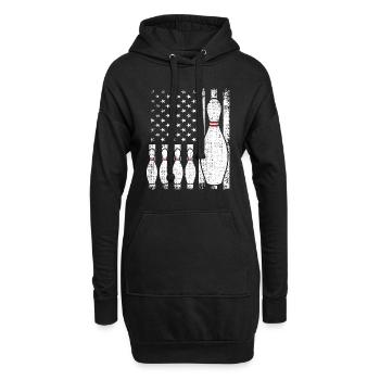 Bowling US Flagge Bowling-Spieler - Hoodie-Kleid - Schwarz - Vorne