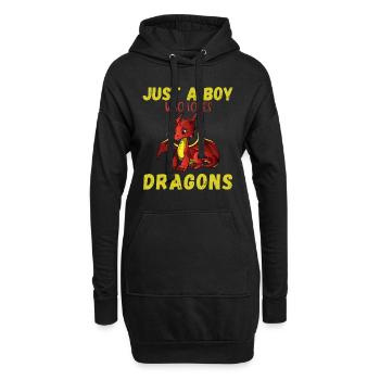 Just A Boy Who Loves Dragons - Hoodie-Kleid - Schwarz - Vorne