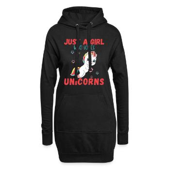 Nur Ein Mädchen, Das Einhörner Liebt. - Hoodie-Kleid - Schwarz - Vorne
