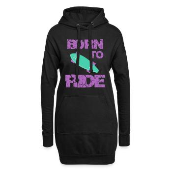 né pour rouler born to ride skateboard skate - Sweat-shirt à capuche long Femme - noir - Devant