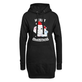 Weihnachten Elefanten Baby Santa Claus - Hoodie-Kleid - Schwarz - Vorne