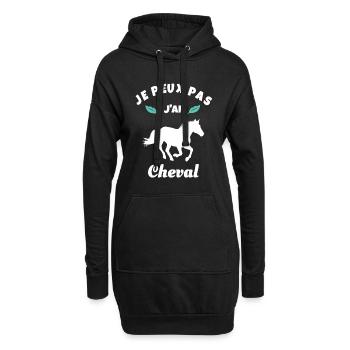 je peux pas j'ai cheval équitation - Sweat-shirt à capuche long Femme - noir - Devant