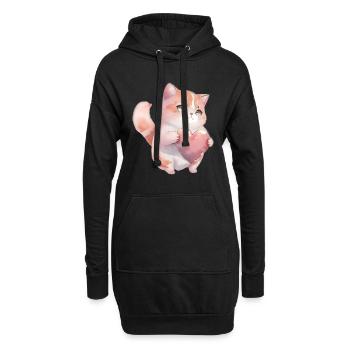 Mignon bébé chat maman enfants T-shirt - Sweat-shirt à capuche long Femme - noir - Devant
