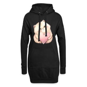 Mignon bébé chat maman enfants T-shirt - Sweat-shirt à capuche long Femme - noir - Devant