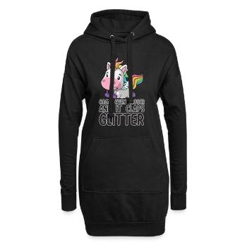 Encore plus près, il applaudit des paillettes de licorne cadeau - Sweat-shirt à capuche long Femme - noir - Devant
