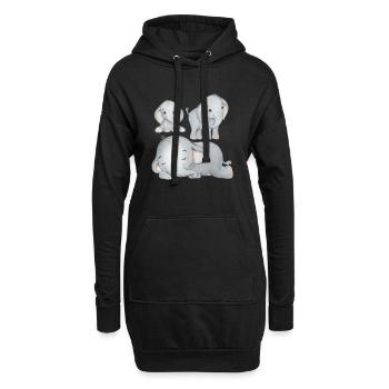 Elefanten Familie Mama Baby T-Shirt - Hoodie-Kleid - Schwarz - Vorne