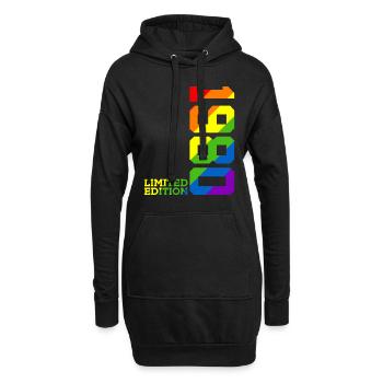 LGBTQ 1980 REGENBOGEN QUEER 46. GEBURTSTAG PRIDE - Hoodie-Kleid - Schwarz - Vorne