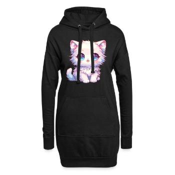 Anime Babykatze - Hoodie-Kleid - Schwarz - Vorne