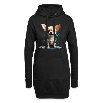 CHIEN CHIHUAHUA - Sweat-shirt à capuche long Femme - noir - Devant