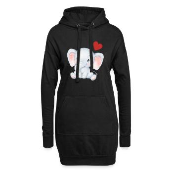 Éléphant Bébé Nourrisson Coeur Enfants T-shirt - Sweat-shirt à capuche long Femme - noir - Devant