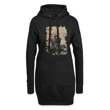 Samouraï Guerrier Japonais Manga Cadeau Anime - Sweat-shirt à capuche long Femme - noir - Devant