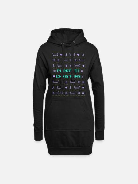 Purrfect Christmas ugly xmas neon colors - Hoodie Dress - black