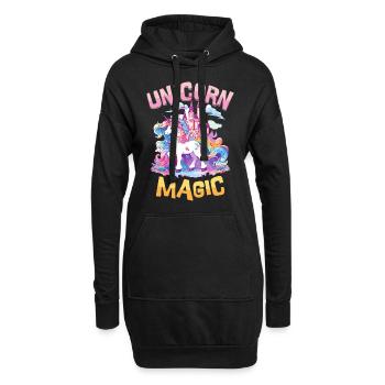 Einhorn Magie Regenbogen Schloss Bunt Fantasie - Hoodie-Kleid - Schwarz - Vorne