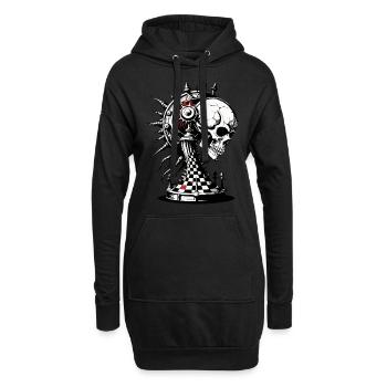 Crâne d’échecs // Pièce d’échecs crâne FS0038 - Sweat-shirt à capuche long Femme - noir - Devant