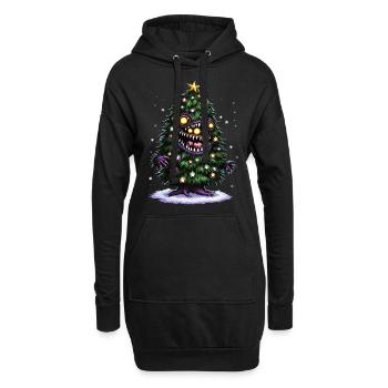 Weihnachtsbaum Monster - Hoodie-Kleid - Schwarz - Vorne