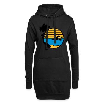 palmen insel urlaub ferien sonne strand schwimmen - Hoodie-Kleid - Schwarz - Vorne