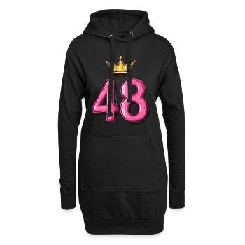 48 Zahl Krone - Hoodie-Kleid - Schwarz - Vorne