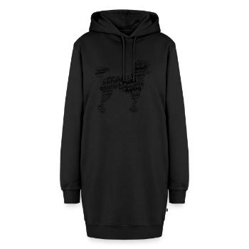 Pudel Charaktershirt Wordcloud - Hoodie-Kleid - Schwarz - Vorne - AI Model Female 172 light (172cm)