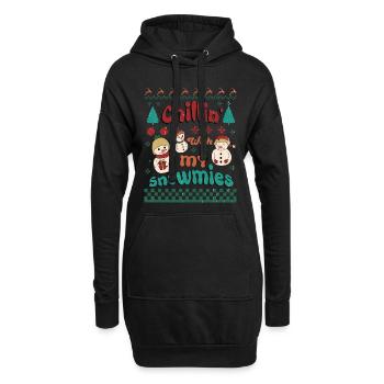 Chillin' with my Snowmies - ugly xmas / christmas - Hoodie-Kleid - Schwarz - Vorne