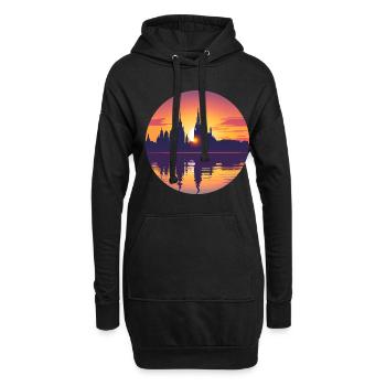 Erlangen Skyline - Hoodie-Kleid - Schwarz - Vorne