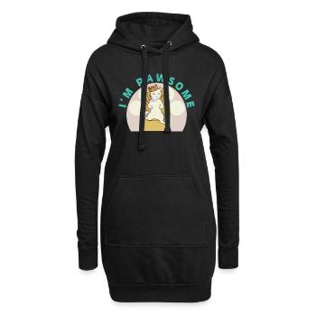 Chat mignon blanc - Sweat-shirt à capuche long Femme - noir - Devant