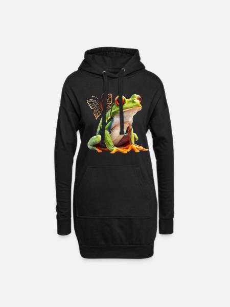 Frosch - Hoodie-Kleid - Schwarz