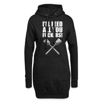 Je nourrirai tous vous enculés, cuisinier cuisinier grill - Sweat-shirt à capuche long Femme - noir - Devant