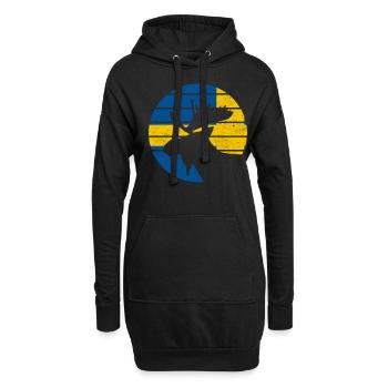 Elch Schweden Flagge,Vintage Skandinavien Geschenk - Hoodie-Kleid - Schwarz - Vorne