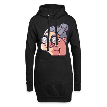 Grand-mère montre un oiseau - Sweat-shirt à capuche long Femme - noir - Devant