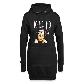Ho Ho Ho Rentier - Rentiere - Ren - Geschenk - Hoodie-Kleid - Schwarz - Vorne