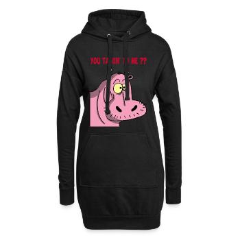 Rosa Nilpferd - Hoodie-Kleid - Schwarz - Vorne