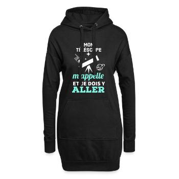 Mon téléscope m' appelle je dois y aller - Sweat-shirt à capuche long Femme - noir - Devant