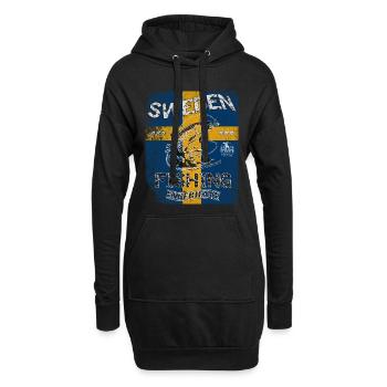 Drapeau de pêche Suède Pêche Poisson Design - Sweat-shirt à capuche long Femme - noir - Devant