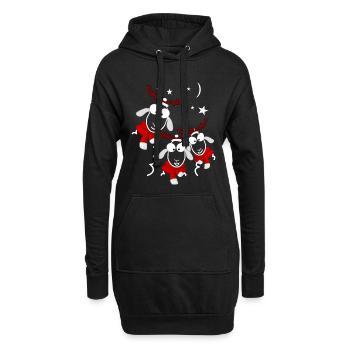 Rennes de Noël - Sweat-shirt à capuche long Femme - noir - Devant