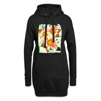 Blumen Blume - Hoodie-Kleid - Schwarz - Vorne