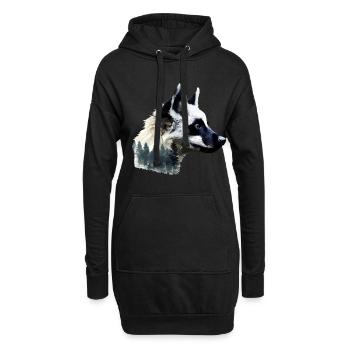 Lémurien - Sweat-shirt à capuche long Femme - noir - Devant