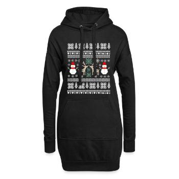 Rétro Noël Pixel - Sweat-shirt à capuche long Femme - noir - Devant