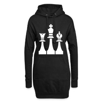 Schachfiguren Zeichnung - Hoodie-Kleid - Schwarz - Vorne