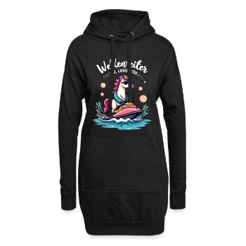 Cavalier de vague licorne rose - Sweat-shirt à capuche long Femme - noir - Devant