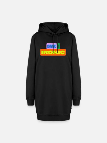Chronisch, aber ironisch - Hoodie-Kleid - Schwarz