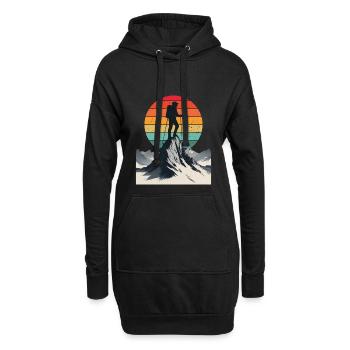 Abenteurer am Berggipfel - Hoodie-Kleid - Schwarz - Vorne