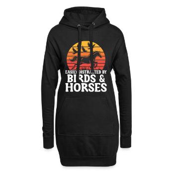 Vögel und Pferde Reiten Reiten Reiter - Hoodie-Kleid - Schwarz - Vorne