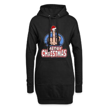 Merry Christmas Middle Finger Stinger Finger - Hoodie Dress - black - Front