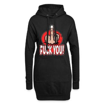Doigt du milieu Doigt puant Baise Tu Design - Sweat-shirt à capuche long Femme - noir - Devant