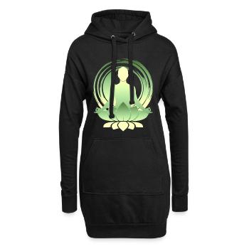 Silhouette de yoga Légume Méditation Lotus Vert Or - Sweat-shirt à capuche long Femme - noir - Devant