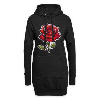 La Rose Rouge dans le style des bandes dessinées - Sweat-shirt à capuche long Femme - noir - Devant