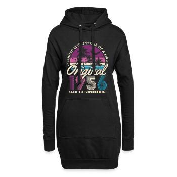 70e anniversaire 1956 Vintage Born Retro - Sweat-shirt à capuche long Femme - noir - Devant